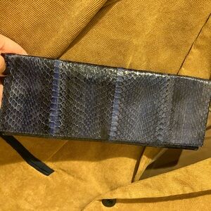 Vintage navy snake skin clutch
